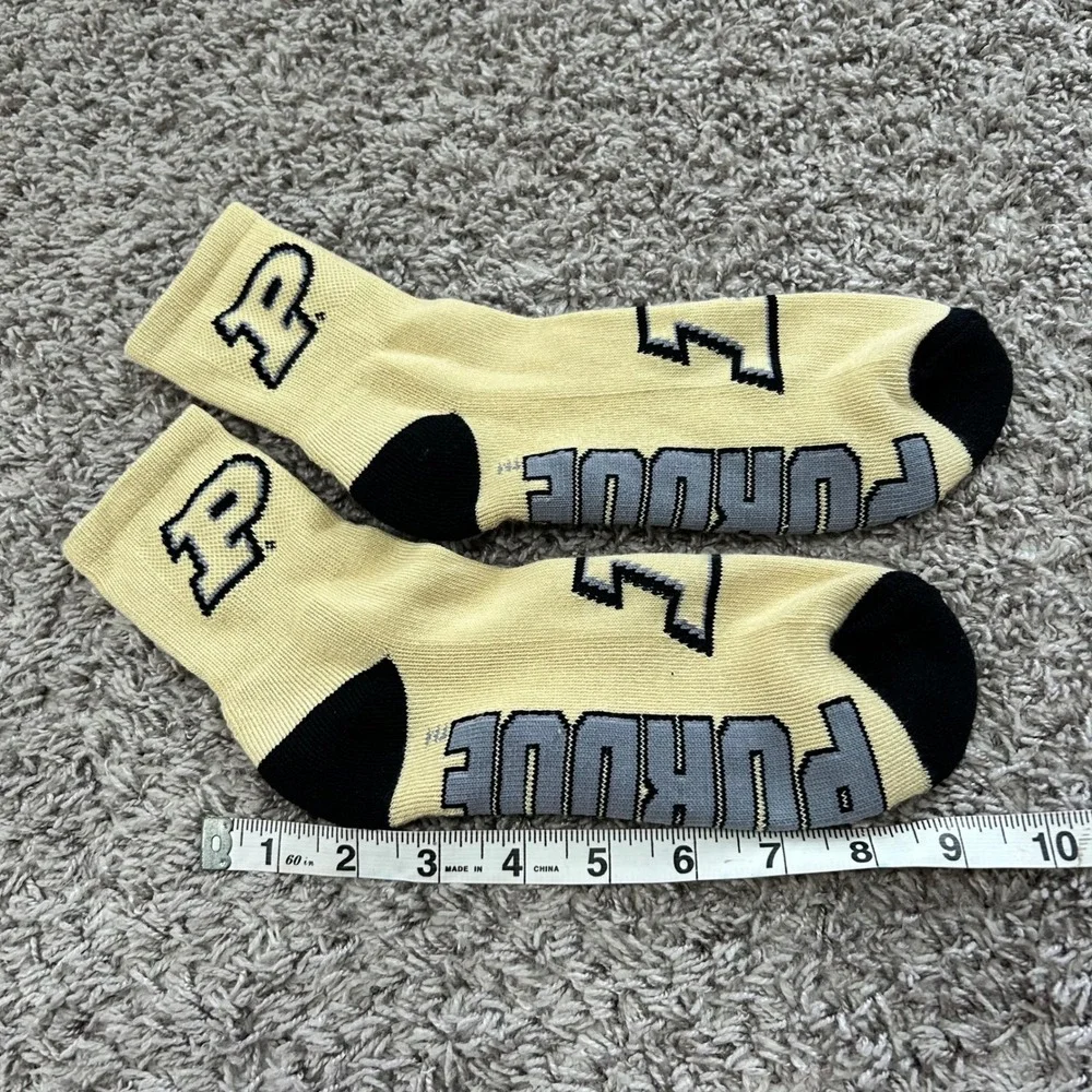 Purdue Boilermakers NCAA‎ Crew Socks Gold Black Grey Logo Mens Womens One Size
